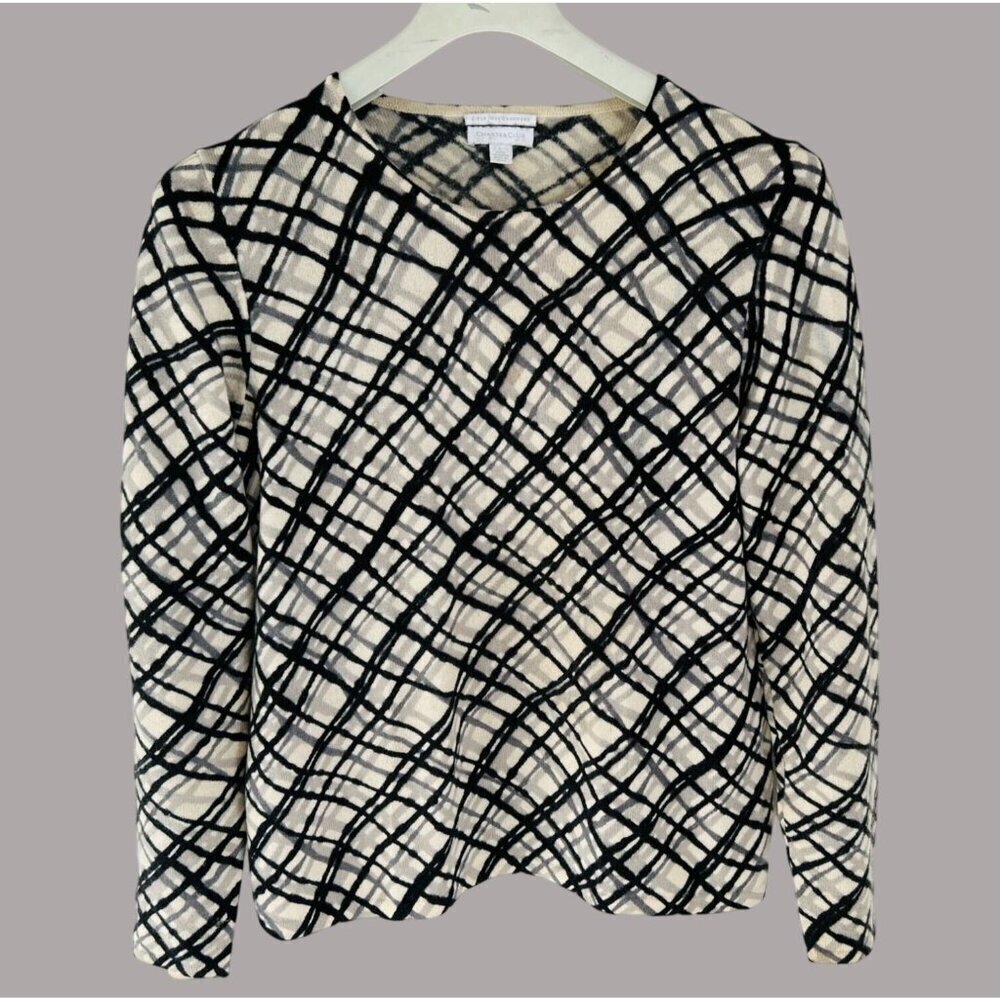 Charter Club 2-Ply Cashmere Crewneck Sweater Geometric Design Size Large